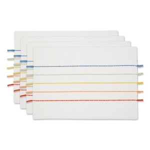 DII Stripe Tassel Placemat Set 4 Piece, White & Rainbow, 13x19" - 1 of 4