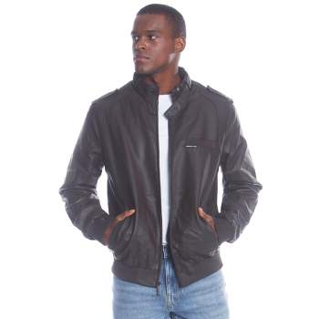 Members Only Men's Big and Tall Faux Leather Iconic Racer Jacket