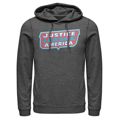 Men's Justice League Patriotic Frame Logo Pull Over Hoodie