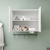 OUTSUPPLY Bathroom Wall Cabinet with Adjustable Shelf, Towel Bar, 5 Hooks, Over the Toilet Storage Cabinet for Bathroom, Kitchen - 4 of 4