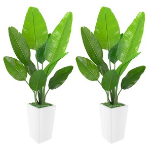 Artificial Bird of Paradise Tree , Faux Bird of Paradise Tree with Tall White Planter, Ideal for Home Decor and Housewarming Gift - 1 of 4