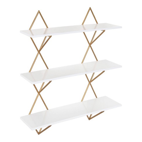 24 X 5 25 Islay Modern Floating, White And Gold Floating Shelves