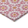 Pink Ivory And Orange Floral Medallion Washable Indoor Outdoor Area Rug - 4 of 4