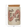 Storied Home Coastal Stoneware Jar with Embossed Prawns and Cork Lid, Multicolor - 3 of 4