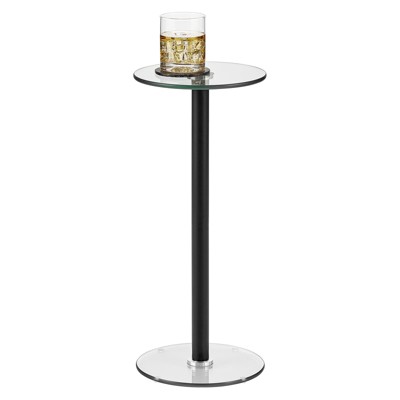mDesign Metal/Glass Top Round Accent Side/End Drink Table Furniture