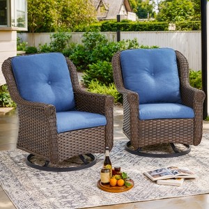 Outdoor Swivel Chair Wicker Patio Glider Chair High Back Swivel Chairs Set of 2 - 1 of 4