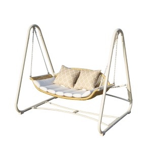 CLIHOME Outdoor Patio 2-Seat Swing,with Thickened Cushions and Pillow Porch Hammock Chair - 1 of 4