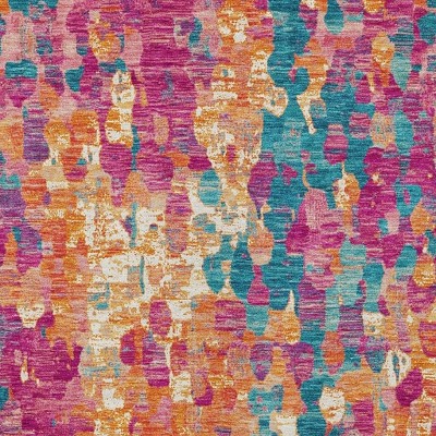 HomeRoots 8' X 10' Blush Orange And Teal Blue Abstract Washable Indoor Outdoor Area Rug