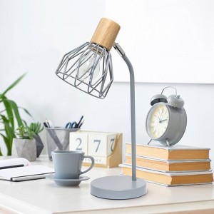 Simple Designs 18.19" Industrial Farmhouse Fusion Adjustable Cage Wire Accent Desk Lamp - 1 of 4