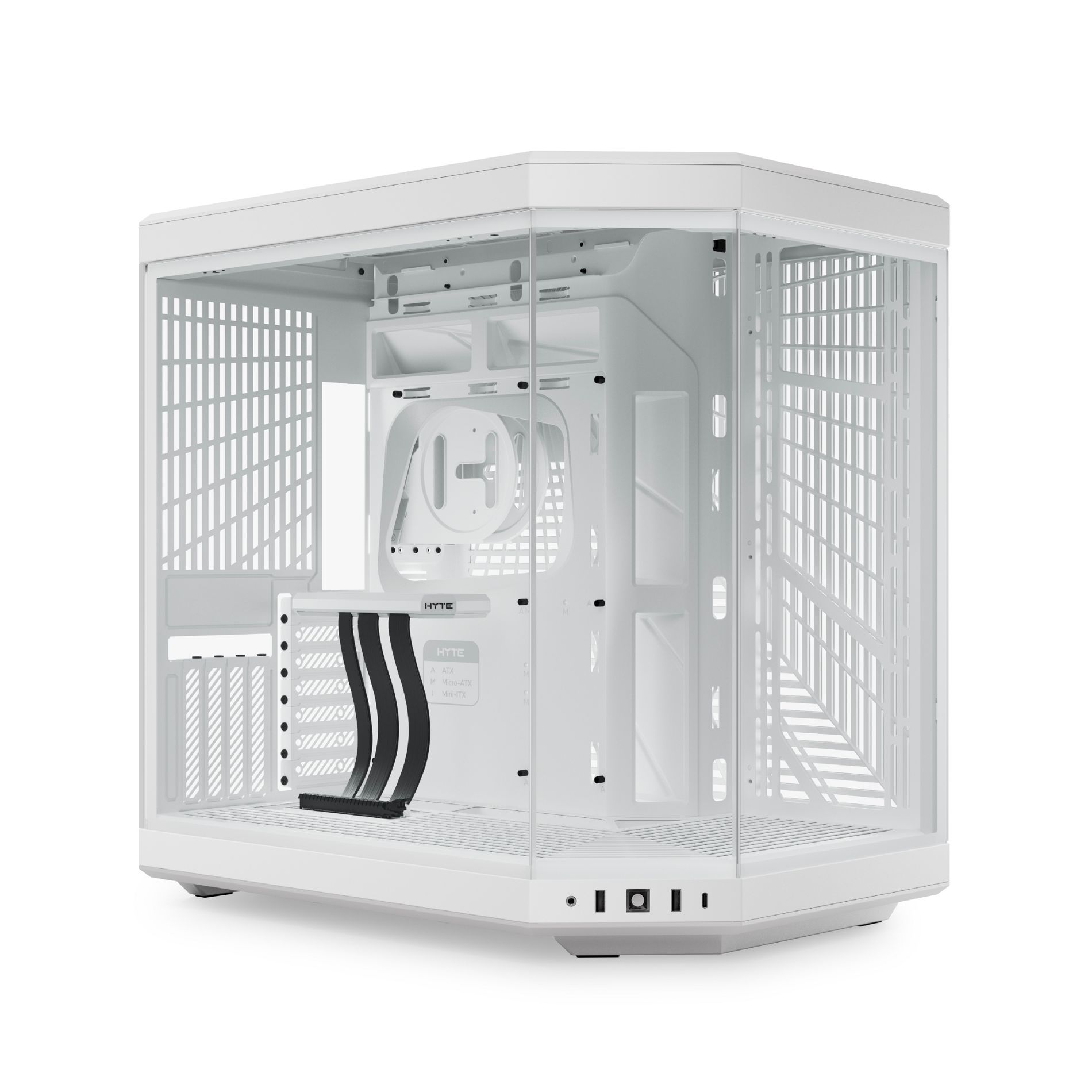 HYTE Y70 Mid-Tower ATX Gaming PC Desktop Case - Tempered Glass - Dual Chamber - High Airflow - Riser Cable - Snow White