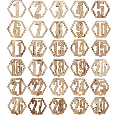 Bright Creations Wood Table Numbers 1-30 for Weddings, Crafts