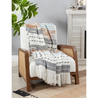 Chunky Woven Multicolor Bohemian Reversible Throw Blanket