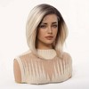 Jessie's Wig 10 Inch Ombre Short Straight Bob Lace Wigs Synthetic Hair 13*5*1 C Part Lace Black Blonde Brown 1 Pc/Pack - 4 of 4
