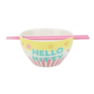 Hello Kitty Planets Stars & Rocket Ships 20 Oz Ramen Bowl With Chopsticks - 1 of 4