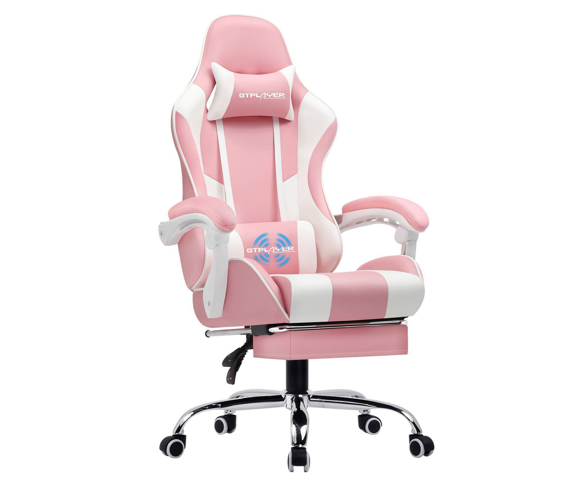 Gaming Chair with Footrest and Ergonomic Lumbar Massage Pillow PU Leather Office Chair - GTRACING