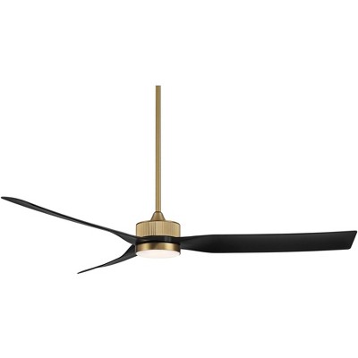 60" Black and Brass Ceiling Fan with LED Light and Remote