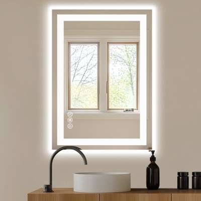 GlasFlength Decorative Wall Mirrors, Versatile Bathroom Mirror, Modern Style, Square, for Entryways, Bathrooms and Living Room, White, 24"*32"*1.2"