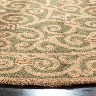 Handmade Light Green Wool Round Area Rug