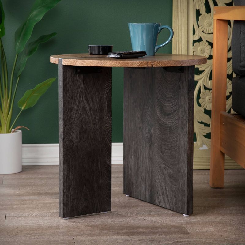 Wolbets Round Side Table Natural/Black - Aiden Lane, 3 of 11
