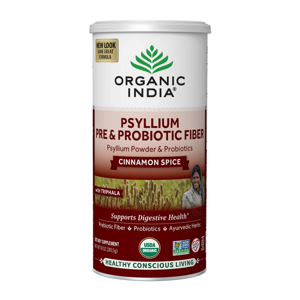 Organic India Psyllium Pre & Probiotic Fiber Digestive Canister Powder - Cinnamon Spice - 10oz