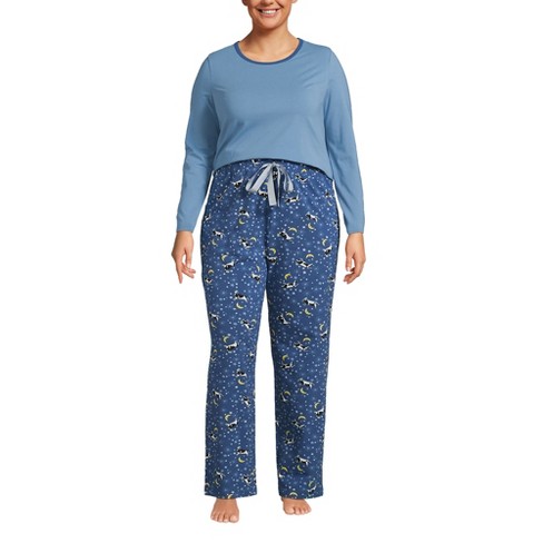 Lands End Women s Plus Size Knit Pajama Set Long Sleeve T shirt