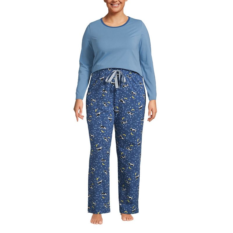 Lands' End Women's Knit Pajama Set Long Sleeve T-Shirt and Pants, 1 of 6