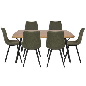 LeisureMod Ravenna 7-Piece Dining Set, 1 Y-Shape Legs Table 6 Dining Chairs - 1 of 4