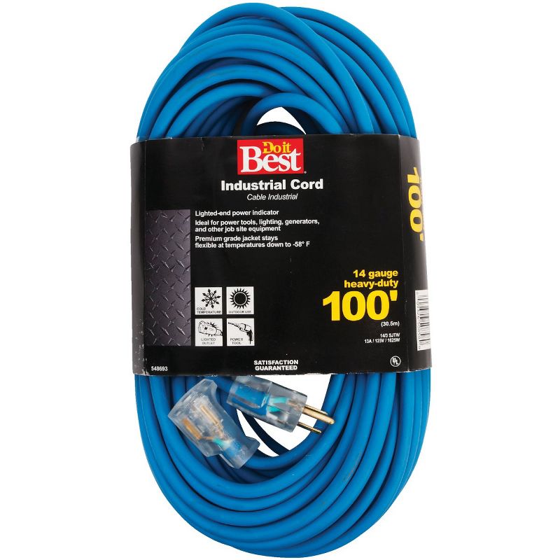 Do it Best  100 Ft. 14/3 Industrial Outdoor Extension Cord RL-JTW143-100-BL, 1 of 2