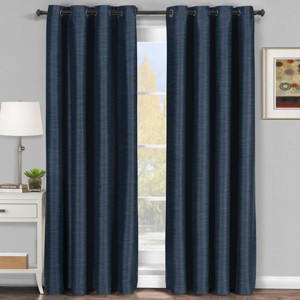 Egyptian Linens Galleria Room-Darkening Thermal Curtain Panels Tonal Stripe (Single) - 1 of 4