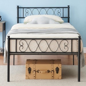 Twin/Twin XL/Queen Size Metal Bed Frame with Heart Design Headboard, Under Bed Storage, No Box Spring Needed For Kids & Teens - 1 of 4
