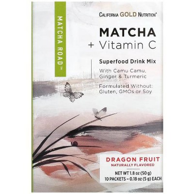 California Gold Nutrition, MATCHA ROAD, Matcha + Vitamin C - Dragon Fruit, 10 Count