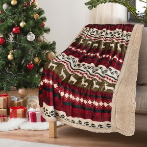 Tirrinia Christmas Fleece Throw Blanket 50" x 60" Snow Man Pattern, Super Soft Fluffy Decorative Blanket for Bed Couch Holidays, Gift for Kids - 1 of 4