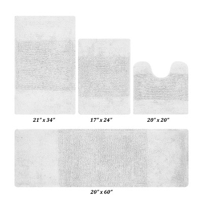 Granada 4 Piece Bath Rug Set 100% Premium Cotton Tufted Non-Slip Backing Bathmats for Bathroom, Super Soft Absorbent, Machine Washable