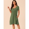 cheibear Women's Soft Front Button Short Sleeve Sleepwear Lounge Nightgown with Pockets - 2 of 4