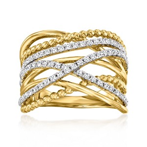 Ross-Simons 0.50 ct. t.w. Diamond Beaded Highway Ring  in 14kt Yellow Gold - 1 of 4