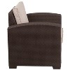 Merrick Lane Outdoor Furniture Resin Chair Chocolate Brown Faux Rattan Wicker Pattern Patio Chair With All-Weather Beige Cushion - 3 of 4