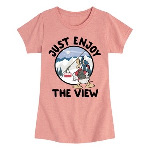 Girls' - Disney - Just Enjoy The View Fitted Short Sleeve Graphic T-Shirt - 1 of 4