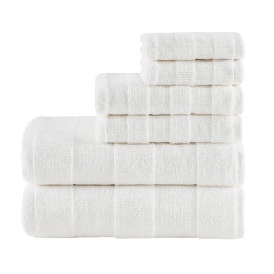 6pc Parker Luxury Striped Cotton Towel Set Ivory