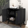 VYNXARIA Mid Century Modern Fluted Sideboard Cabinet with Adjustable Shelves & Solid Wood Legst,Black - 2 of 4