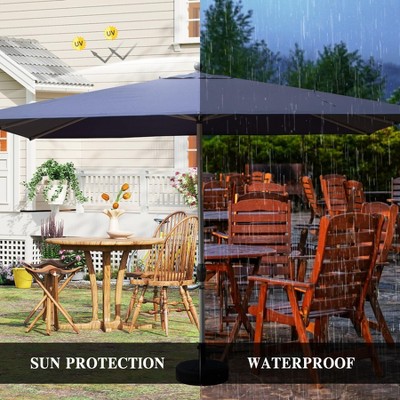 Vynxaria Rectangle Patio Umbrella - Navy Blue, Durable, UV-Resistant with Crank Lift