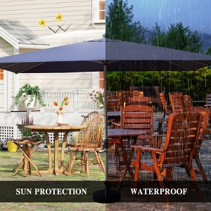 Vynxaria Rectangle Patio Umbrella - Navy Blue, Durable, UV-Resistant with Crank Lift - 1 of 4