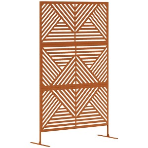 Outsunny Decorative Metal Outdoor Privacy Screen, Freestanding Privacy Fence Screen Outdoor Divider with Stand, 78" H x 48" W - 1 of 4
