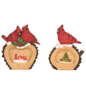 Transpac Resin Light Up Cardinal Wood Cut Decor Set of 2 Christmas Home Decorations - 1 of 1