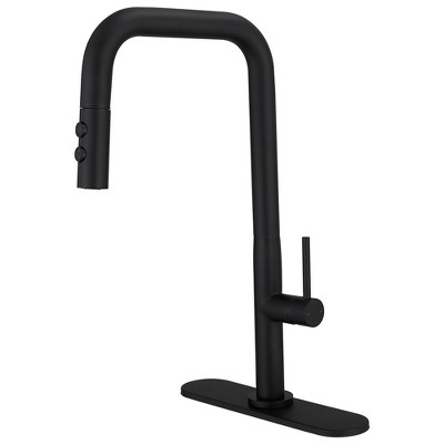 Single-Handle Pull-Down Sprayer Kitchen Faucet 1-Spray High Arc With Deck Plate in Brushed Nickel
