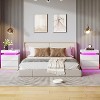 AMERLIFE High Gloss LED Nightstand Set of 2 with Charging Station - 2 of 4