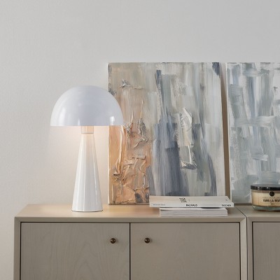 17" White Iron Mid-Century Modern Mushroom Table Lamp