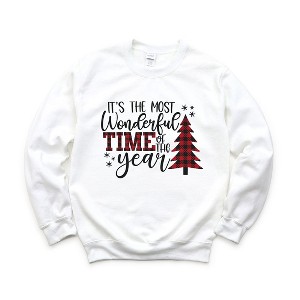 Simply Sage Market Women's Graphic Sweatshirt It's The Most Wonderful Time of The Year Plaid - 1 of 4