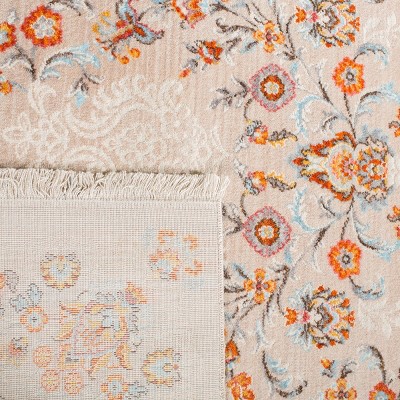 Vintage Persian Gray Floral Motif Synthetic Area Rug
