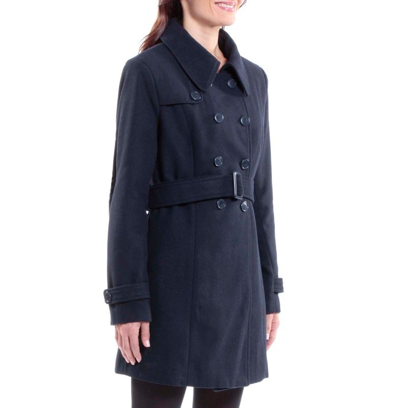 Alpine Swiss Keira Womens Wool Double Breasted Belted Trench Coat, 3 of 11