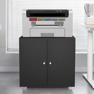 Metal printer stand with file storage, door, and adjustable shelves, ideal for home offices - 1 of 4
